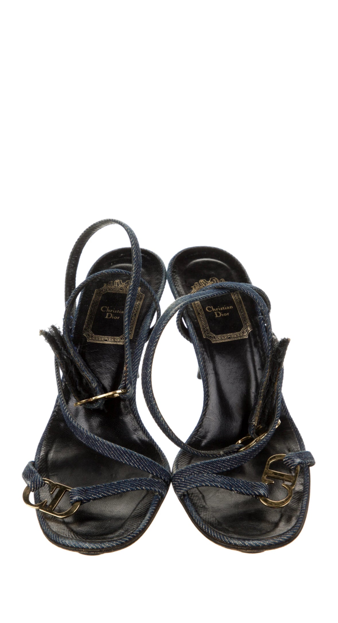 Christian Dior Vintage Denim Logo Sandals size 36.5