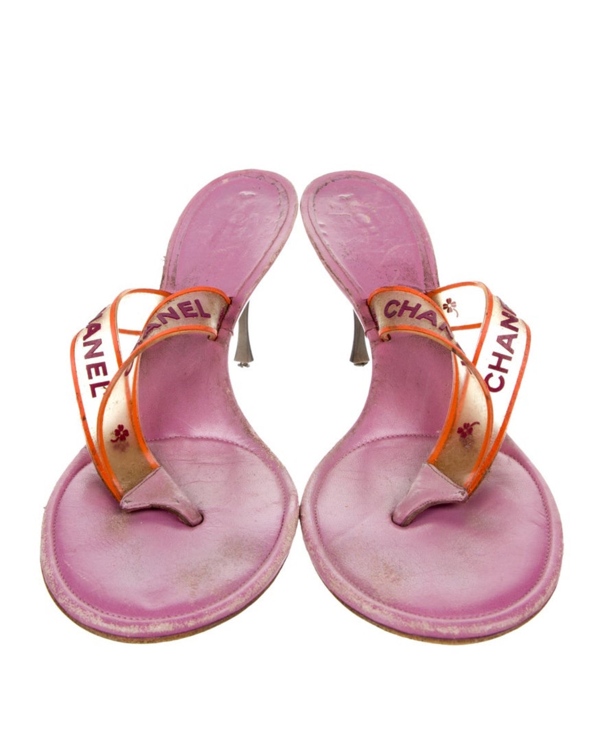 Chanel Vintage Logo Rubber Thong Sandals size 41.5