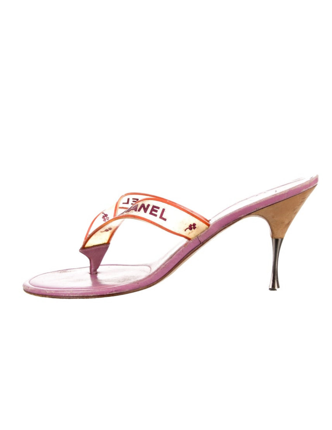 Chanel Vintage Logo Rubber Thong Sandals size 41.5